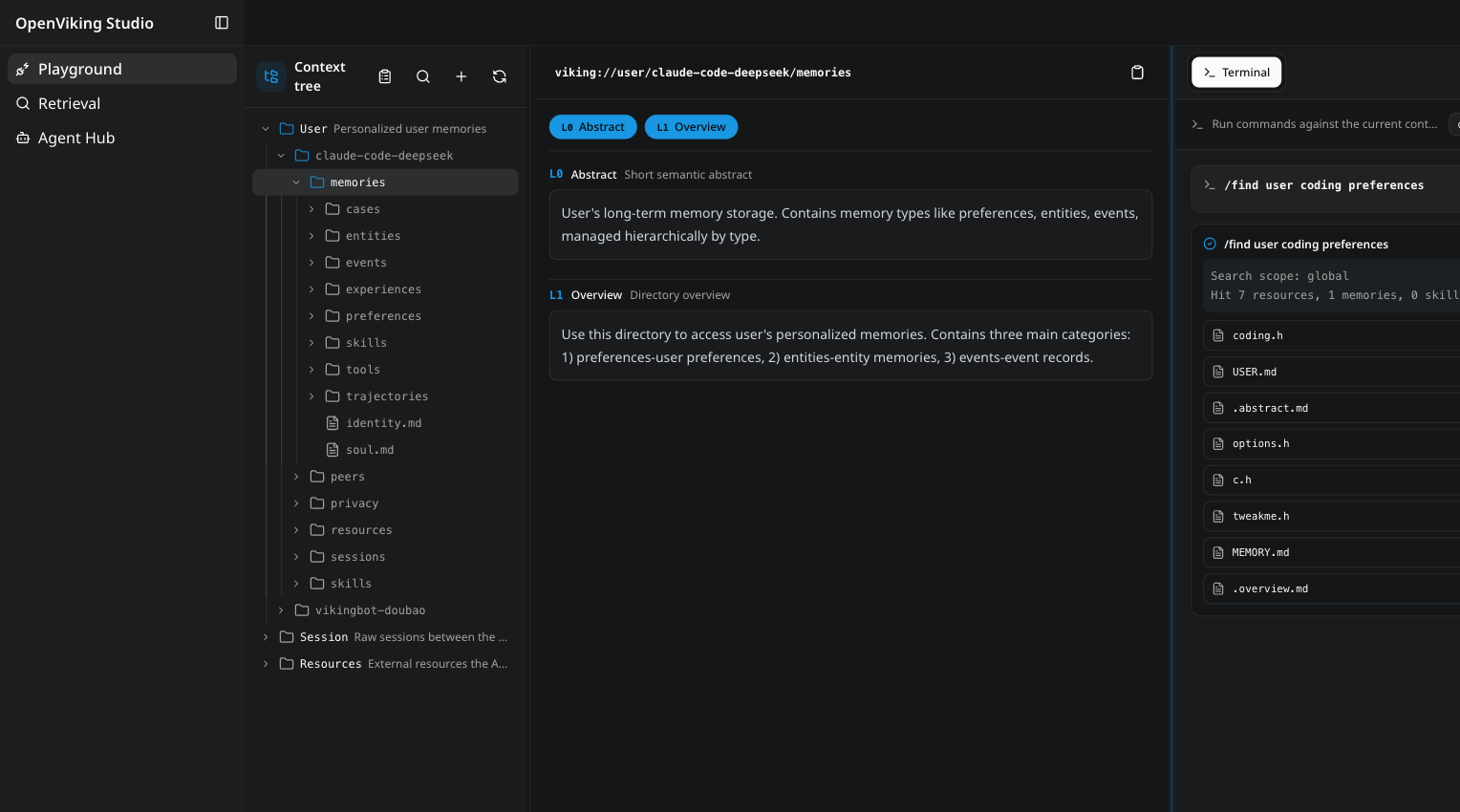 OpenViking Studio Playground 공식 화면