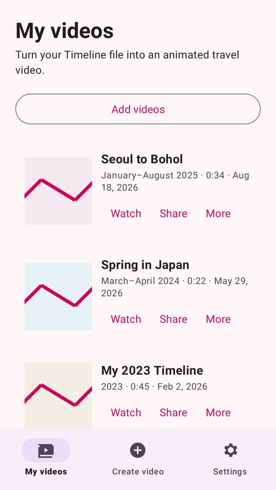 Timeline Visualizer 영상 라이브러리 스크린샷