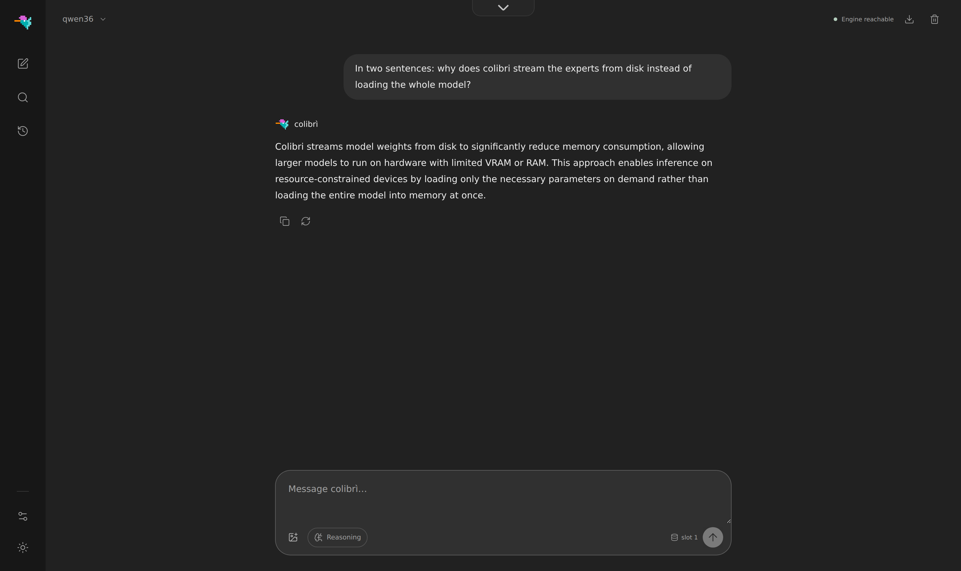 colibri 웹 대시보드 — chat·Brio·Brain·Profiling 워크스페이스