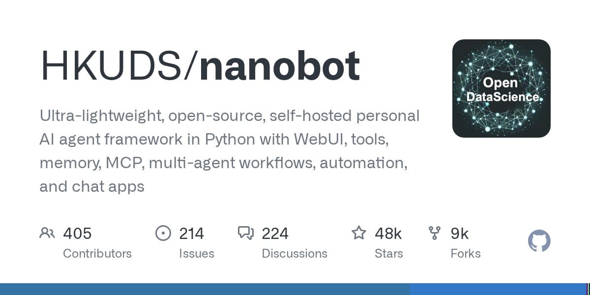 HKUDS/nanobot GitHub OG