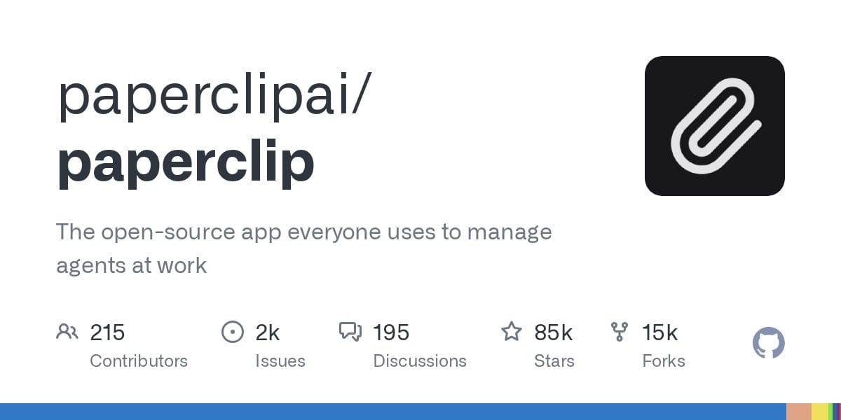 paperclipai/paperclip GitHub OG 카드