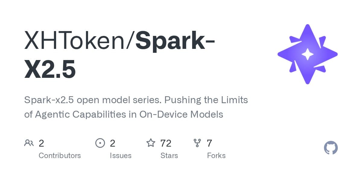 GitHub XHToken/Spark-X2.5 저장소 OG