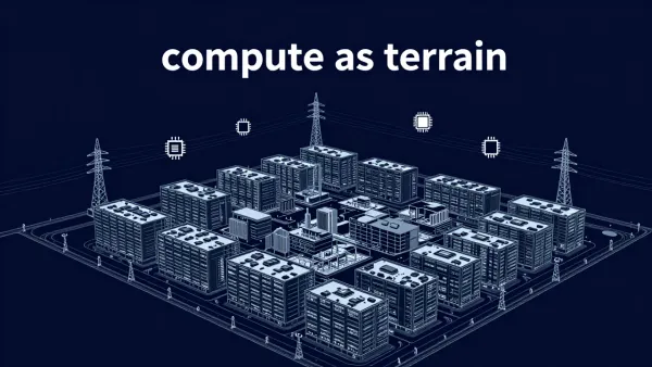 거대한 AI 데이터센터 부지 조감도 — OpenAI Stargate compute as terrain